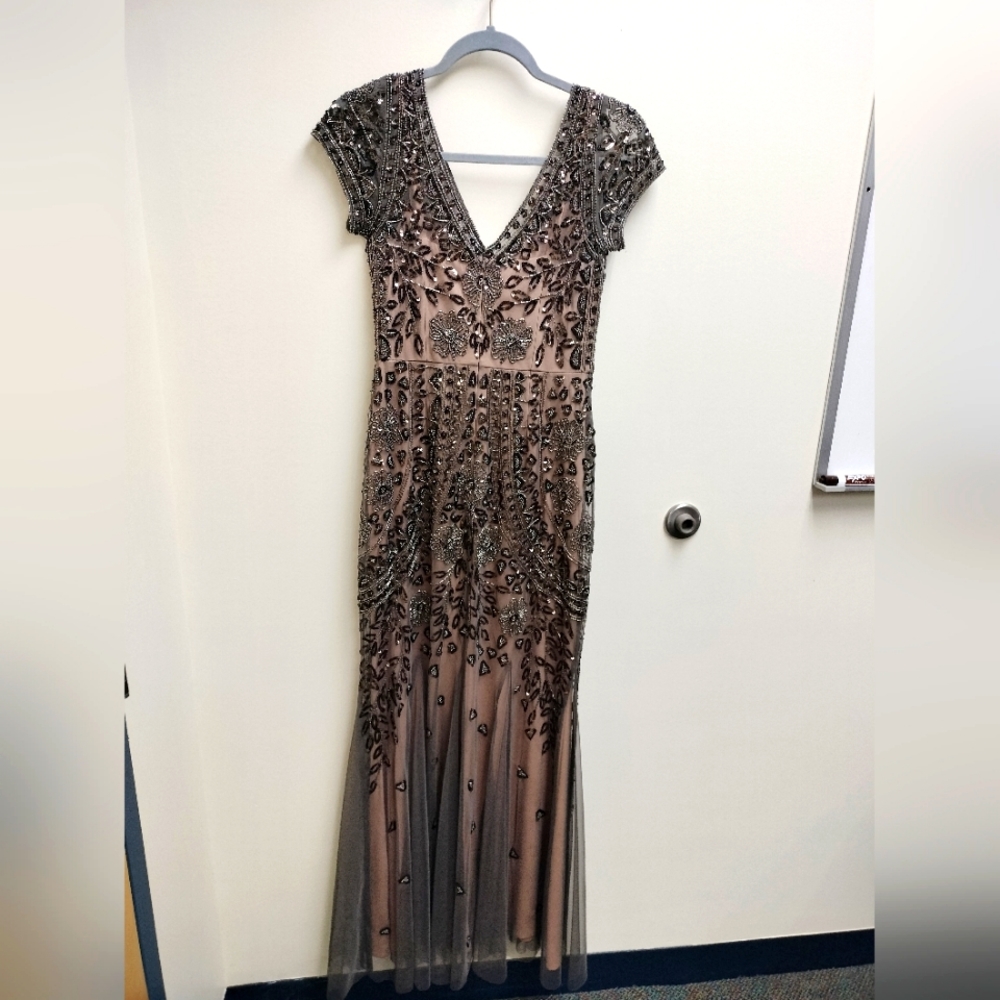 Oleg Cassani, bronze beaded gown size 6